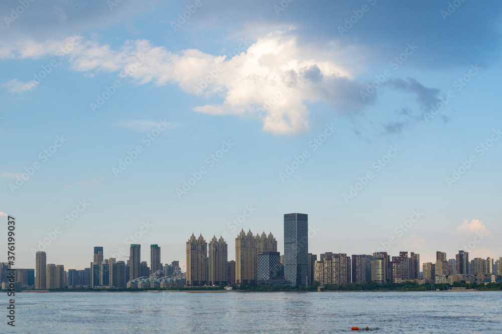 Summer city skyline scenery of Wuhan, Hubei, China