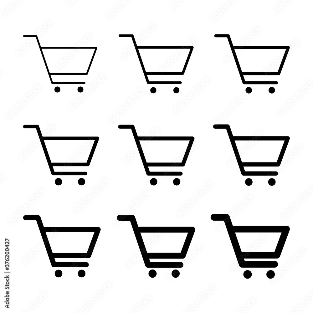 Set of shopping cart sale icon, market story shop vector illustration symbol isolated on white background Set of shopping cart sale icon, market story shop vector illustration symbol isolated on white background