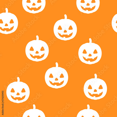 Halloween seamless pattern with happy pumpkin icon. Holiday october vector illustration