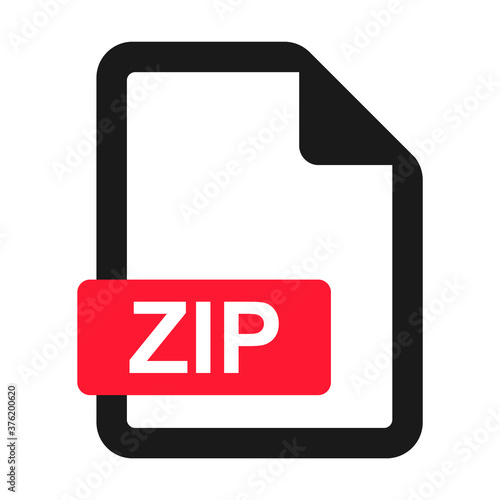 File ZIP flat icon isolated on white background. ZIP format vector illustration