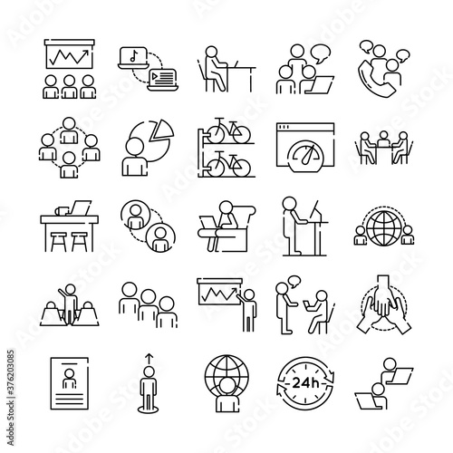 bundle of twenty five coworking set line style icons