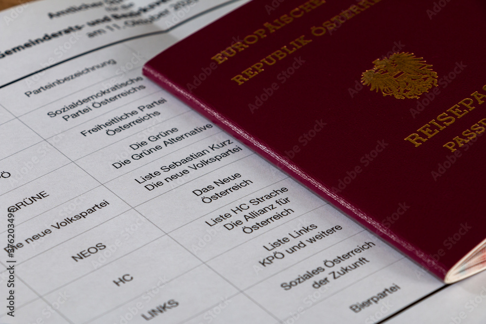 ballot paper. for Elections in Austria, Vienna 2020 ballot paper. for Elections in Austria, Vienna 2020
