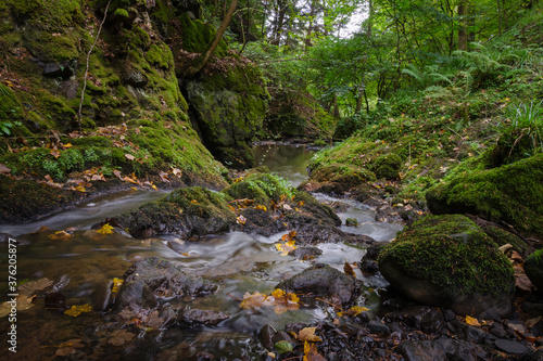 Waterfall in Fairy Glen Falls, Rosemarkie, Fortrose, Highlands, Scotland, United Kingdom