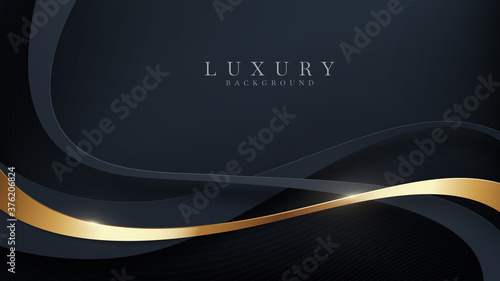 Luxury background With golden curves on the dark, vector illustration.