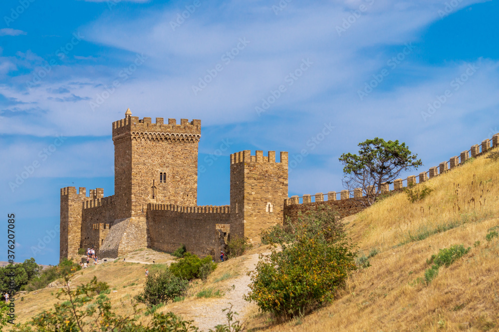 Ancient Genoese fortress (Genuezskaya Krepost) in Sudak, Crimea.
