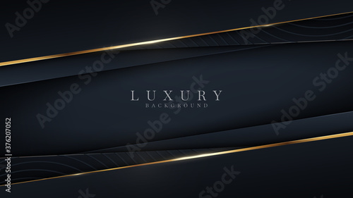Luxury background With golden curves on the dark, vector illustration.