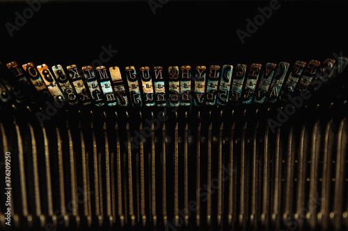 Close up of an old and vintage typewriter machine