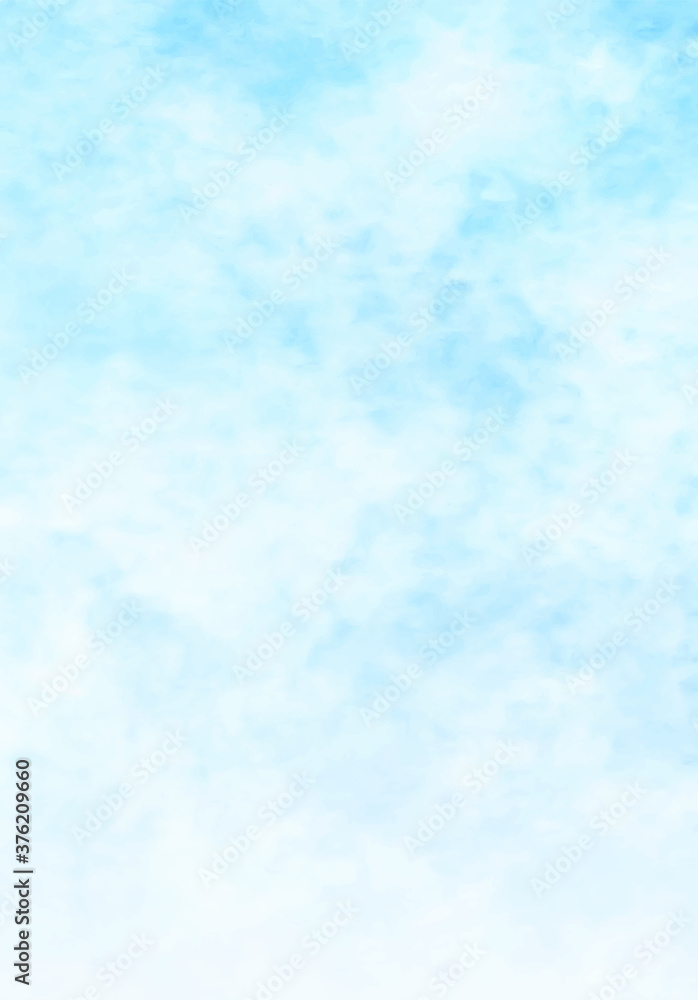 Blue sky and clouds, hand painted abstract watercolor background