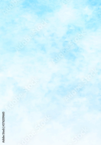 Blue sky and clouds, hand painted abstract watercolor background