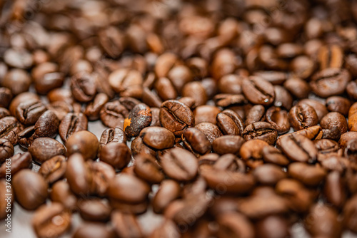 braune geröstetet Kaffeebohnen Nahaufnahme