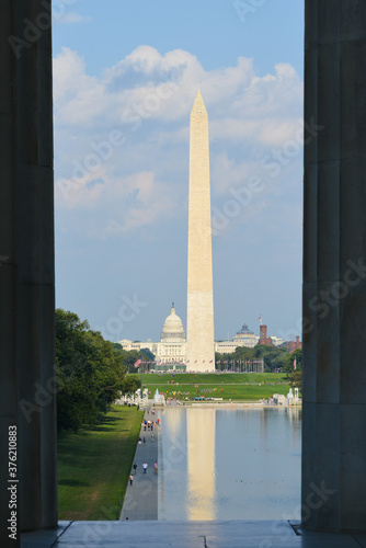 Washington Monument and Capitol Building as seen from Lincoln Memorial - Washington D.C. United States of America