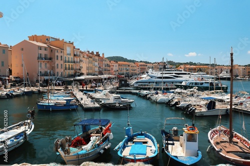 Boats and yachts in the harbor of Saint-Tropez  France 