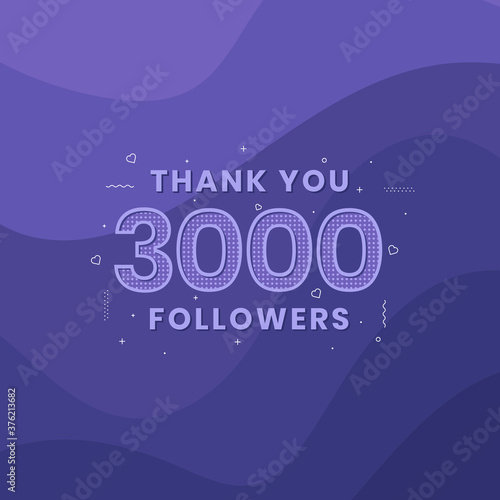 Thank you 3000 followers, Greeting card template for social networks.
