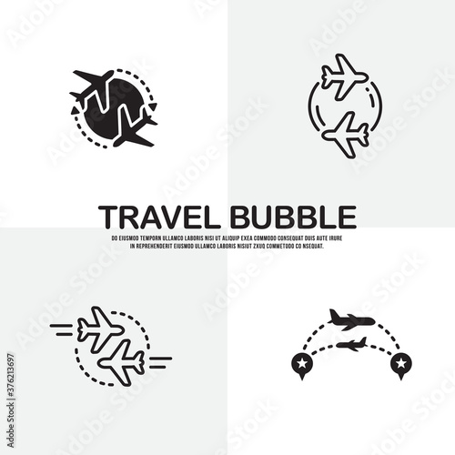 Travel bubble icon set vector illustration. New travel trends. New normal lifestyle of traveling.