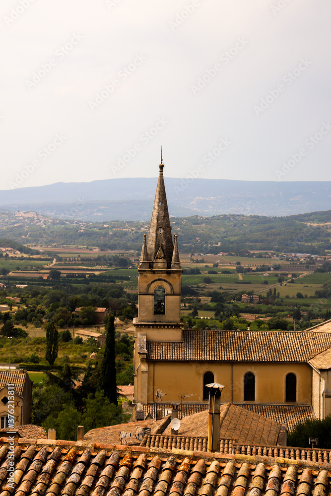 Ancient church in Provence landscape, France