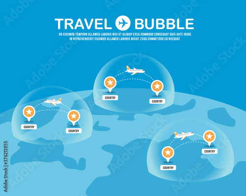 Travel bubble concept vector illustration. New travel trends. New normal lifestyle of traveling.