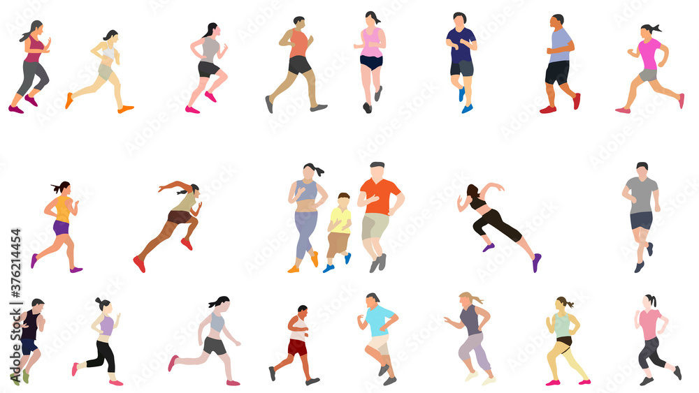 People running activity with sportswear collection. Vector EPS10
