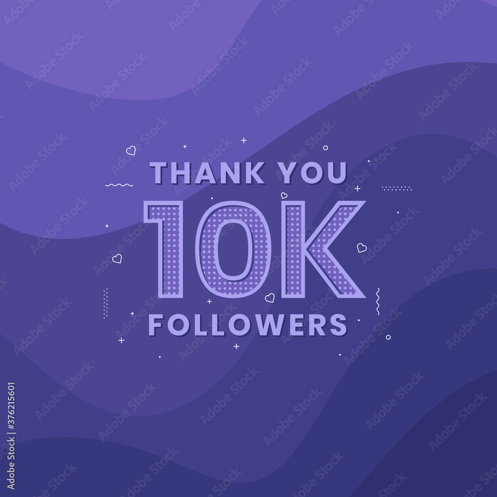 Thank you 10K followers, Greeting card template for social networks.