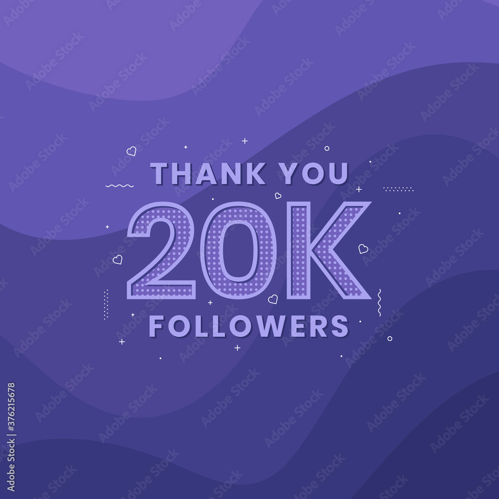 Thank you 20K followers, Greeting card template for social networks.