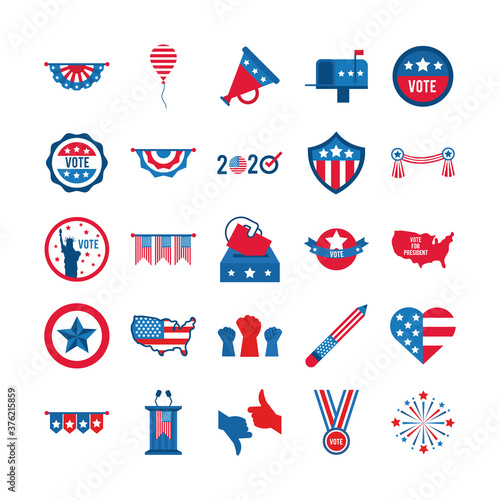 bundle of twenty five usa elections set collection icons