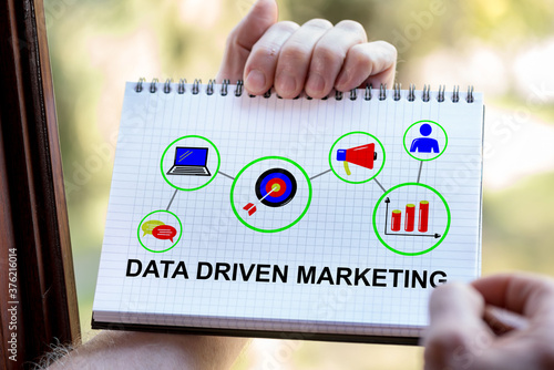 Data driven marketing concept on a notepad photo