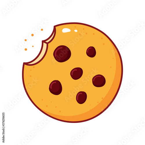 Chocolate chunks cookie isolated icon on white background.