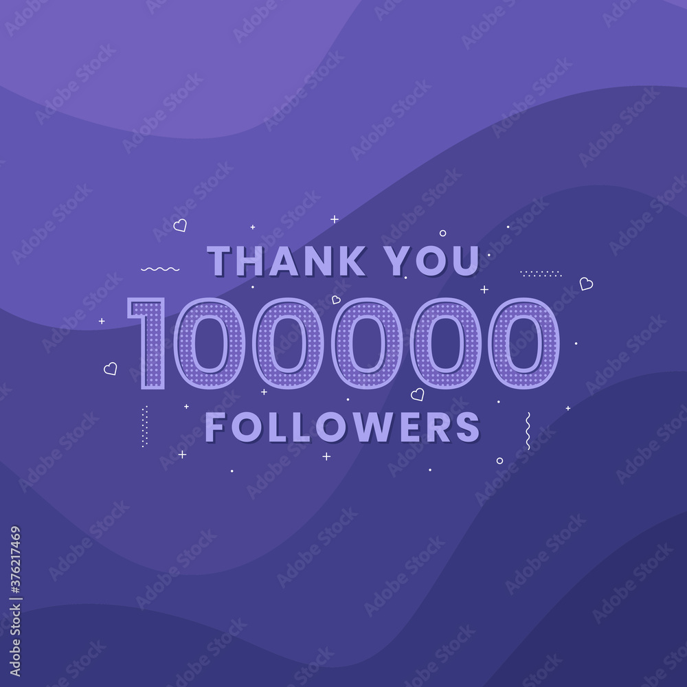 Thank you 100000 followers, Greeting card template for social networks. Thank you 100000 followers, Greeting card template for social networks.
