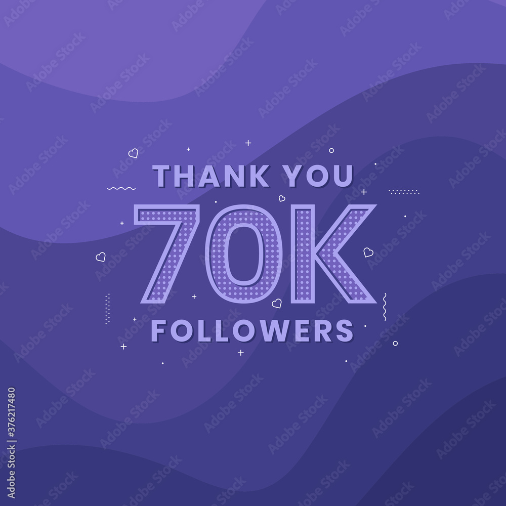 Thank you 70K followers, Greeting card template for social networks. Thank you 70K followers, Greeting card template for social networks.