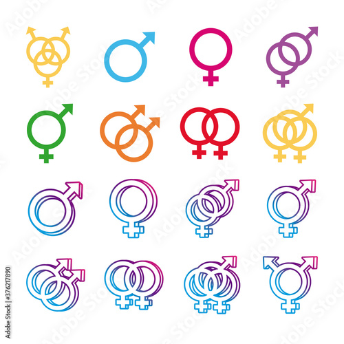 bundle of gender symbols of sexual orientation multy style icons