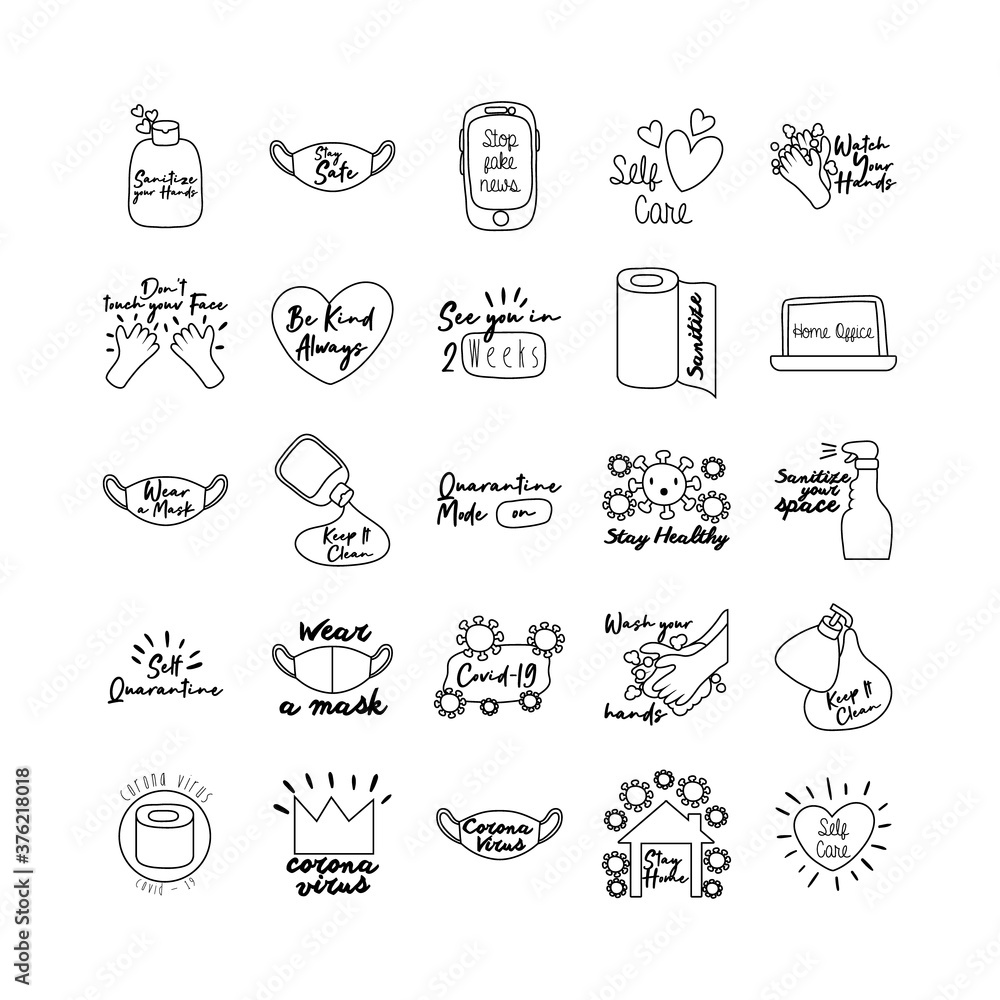 bundle of twenty five campaing letterings line style collection icons bundle of twenty five campaing letterings line style collection icons