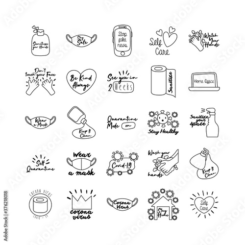 bundle of twenty five campaing letterings line style collection icons