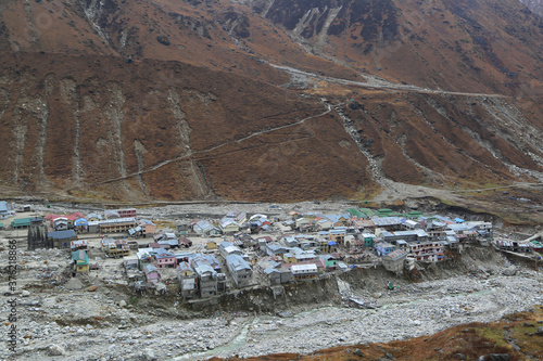 Kedarnath temple aerial view after Kedarnath Disaster 2013. Heavy loss to people & property happened. Worst Disaster.landslide, flood, cloudburst in india 