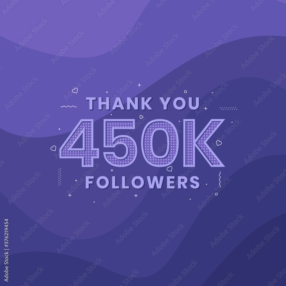 Thank you 450K followers, Greeting card template for social networks.