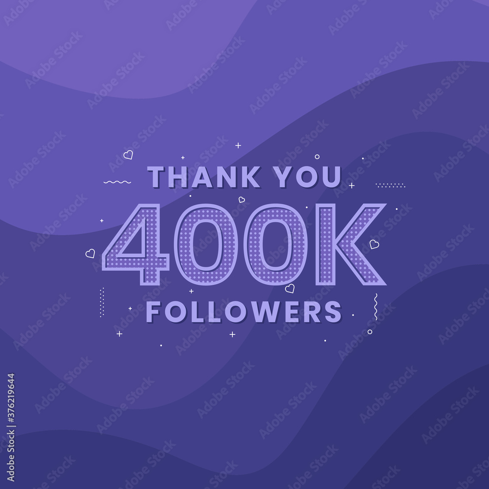 Thank you 400K followers, Greeting card template for social networks.