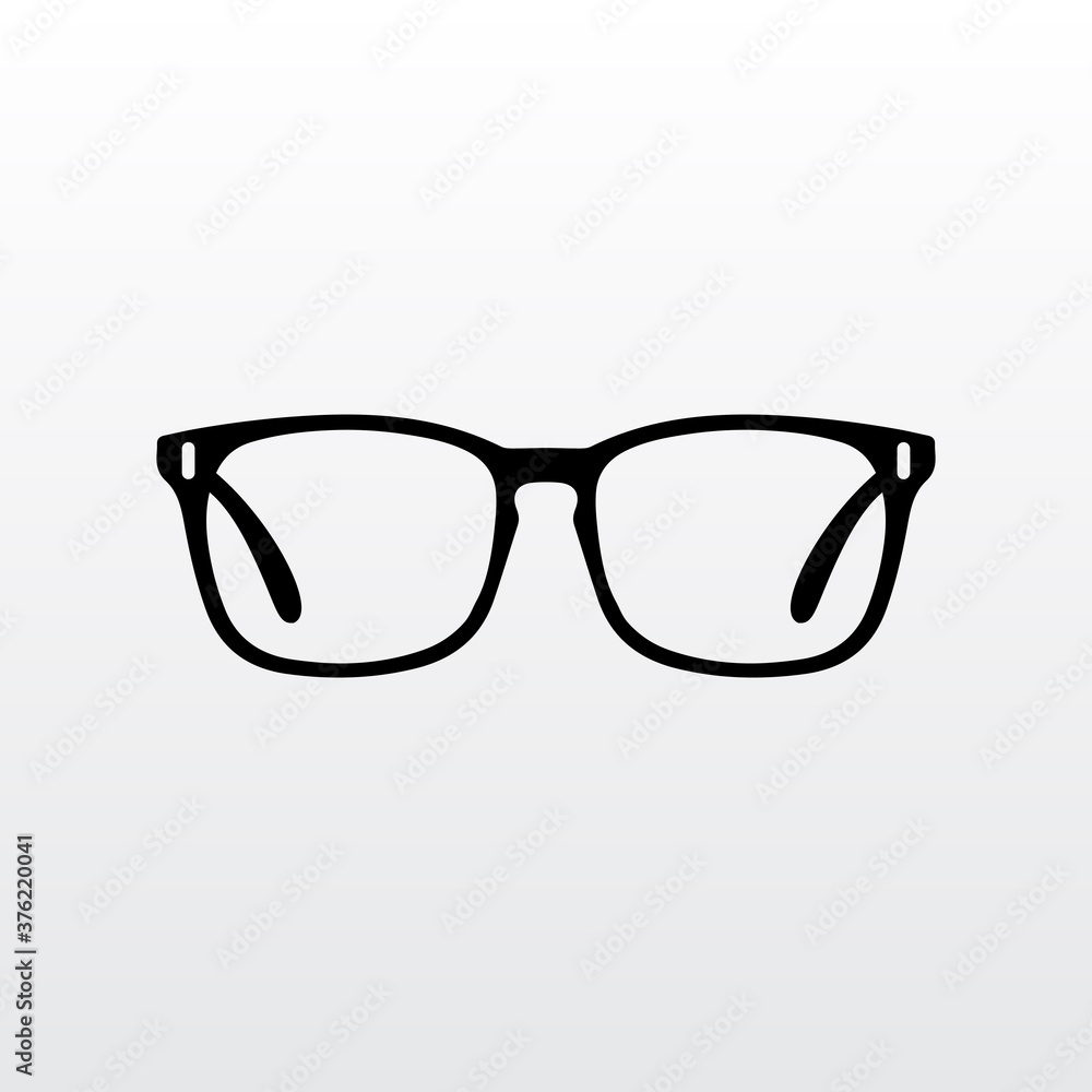 Eyeglasses icon vector illustration for reading or official work. Black eyeglasses silhouette isolated on white background. Eyeglasses icon vector illustration for reading or official work. Black eyeglasses silhouette isolated on white background.