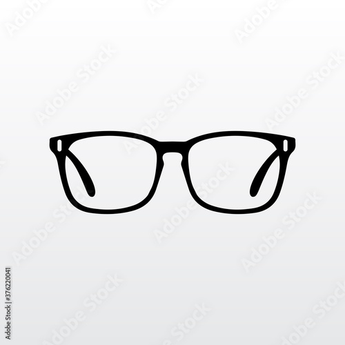 Eyeglasses icon vector illustration for reading or official work. Black eyeglasses silhouette isolated on white background.
