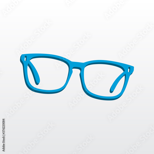 3d Style blue gradient eyeglasses icon vector illustration. Blue eyeglasses silhouette isolated on white background.