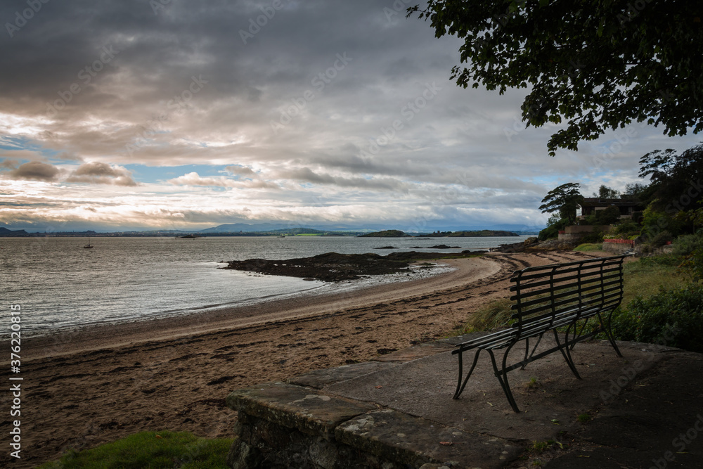 Sunrise on the rocky beach of Aberdour, Scotland, United Kingdom