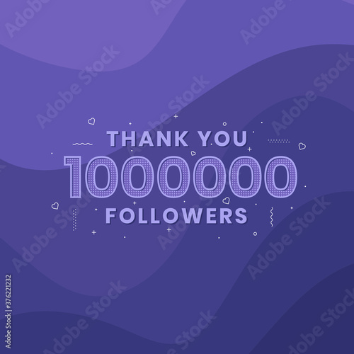 Thank you 1000000 followers, Greeting card template for social networks.