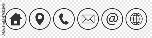 Contact icons. Collection of communication symbols. Mobile icons. Contact, email, mobile phone, message icons. Vector illustration photo