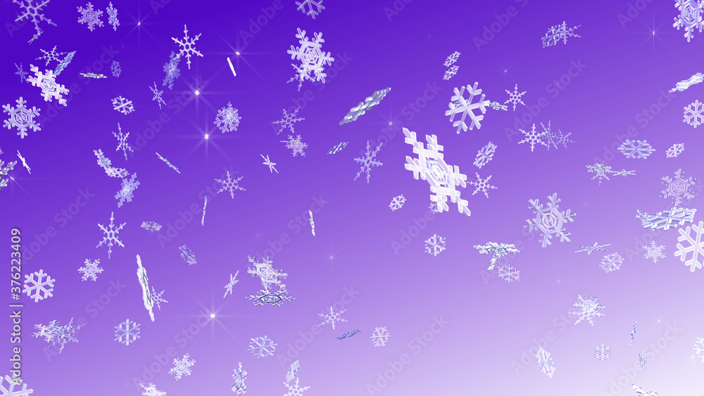 Snow Flake Crystals winter freeze ice holiday particle 3D illustration background Snow Flake Crystals winter freeze ice holiday particle 3D illustration background