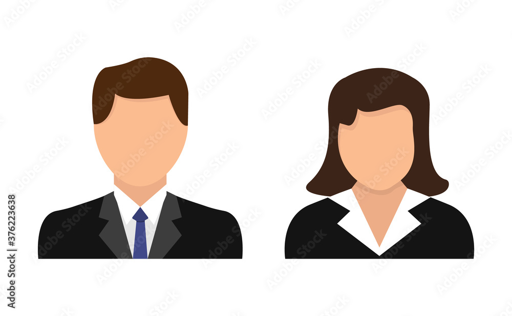 Avatar icons set for girls and boys. Profile of man and woman avatar. Flat design. Vector illustration