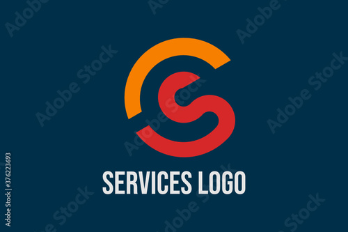 Vector logo with telephone illustration and initials "C" and "S" in positive space, and initials "e" in negative space. Usable for general service business logos via phone calls and online.