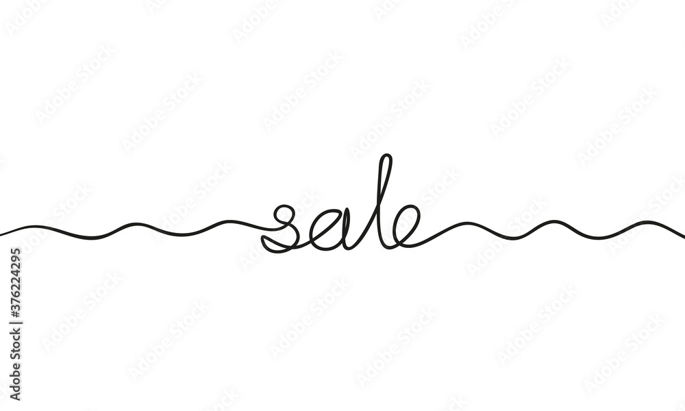 Continuous one line drawing of Sale word, Wavy thin line with Sale text in the middle. Hand drawn vector minimalist illustration Continuous one line drawing of Sale word, Wavy thin line with Sale text in the middle. Hand drawn vector minimalist illustration