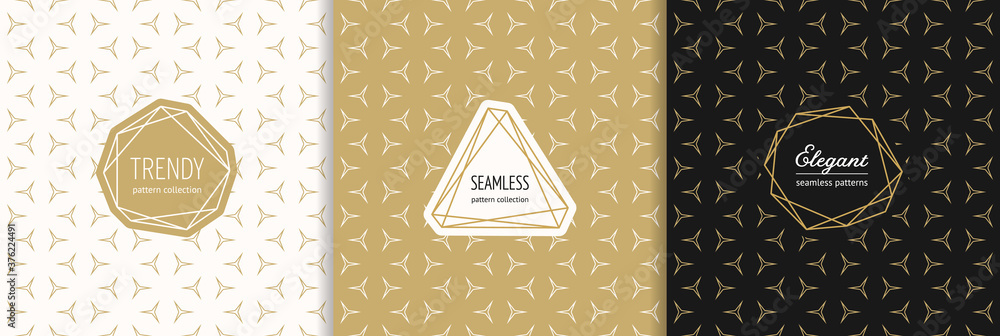 Vector golden geometric seamless patterns with modern minimal labels ...