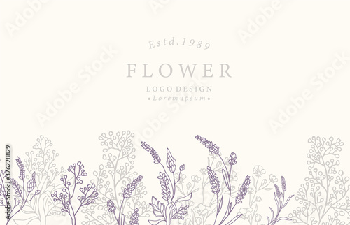 Collection of flower background set with lavender.Editable vector illustration for website, invitation,postcard and sticker