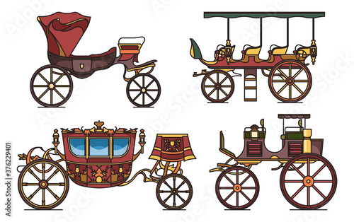 Set of classic cab of XIX century, retro wagon