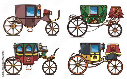 Set of vintage automobile or old car