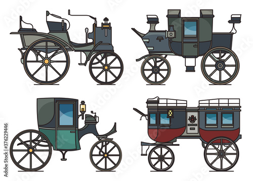 Closed and open XIX century electric automobile