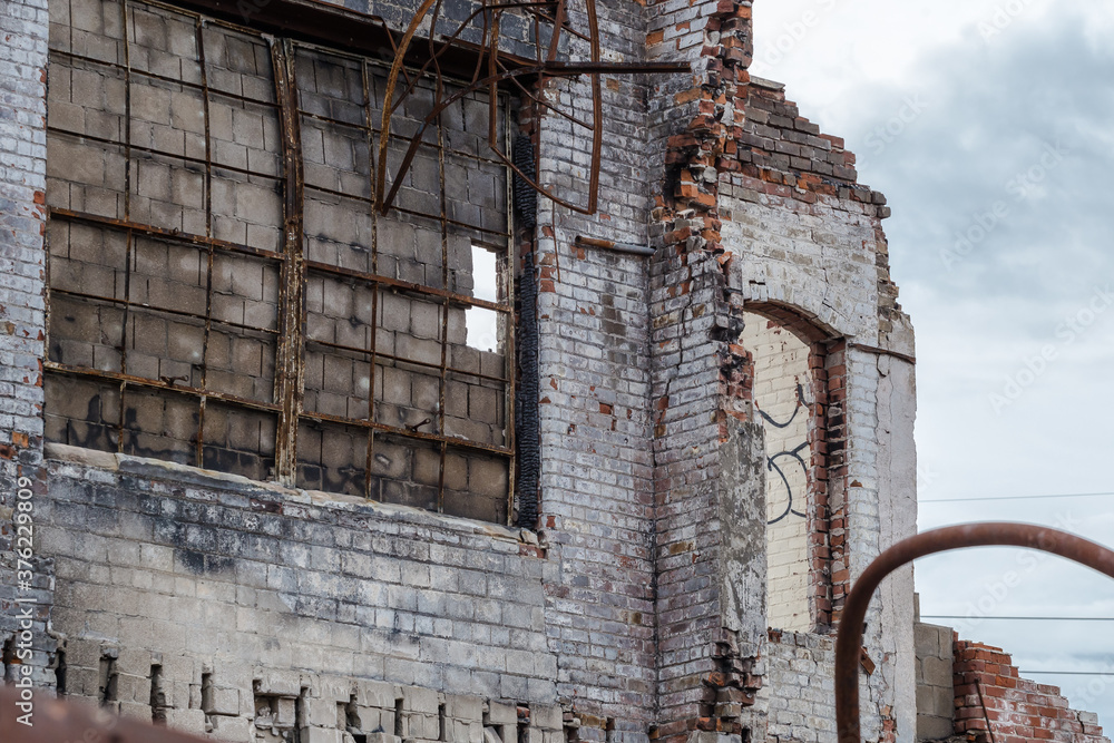 Remnants of an abandoned factory that looks bombed out in the midwest